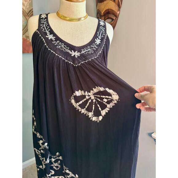 Vintage Bohemian Tie Dye Hearts Summer Sun Dress - Picture 3 of 7